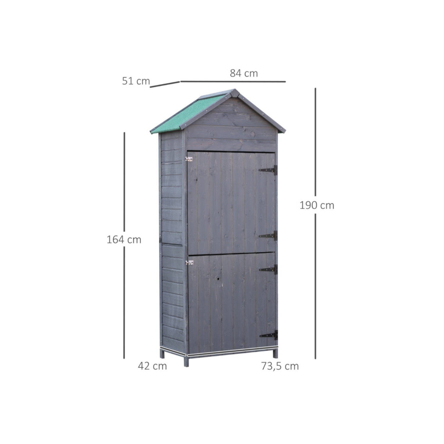 Abri de Jardin en Pin Massif Gris – 1,19 m² – Armoire de Rangement Robuste – Image 3