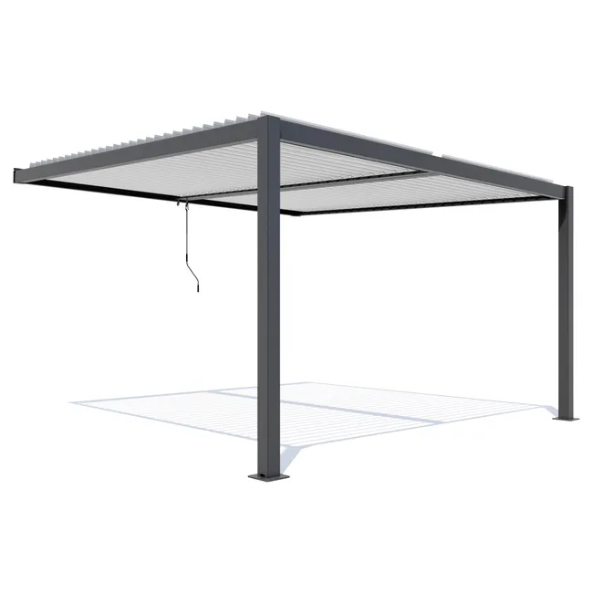 Pergola bioclimatique adossée 4 x 3 m à lames orientables en aluminium - Gris anthracite – Image 8