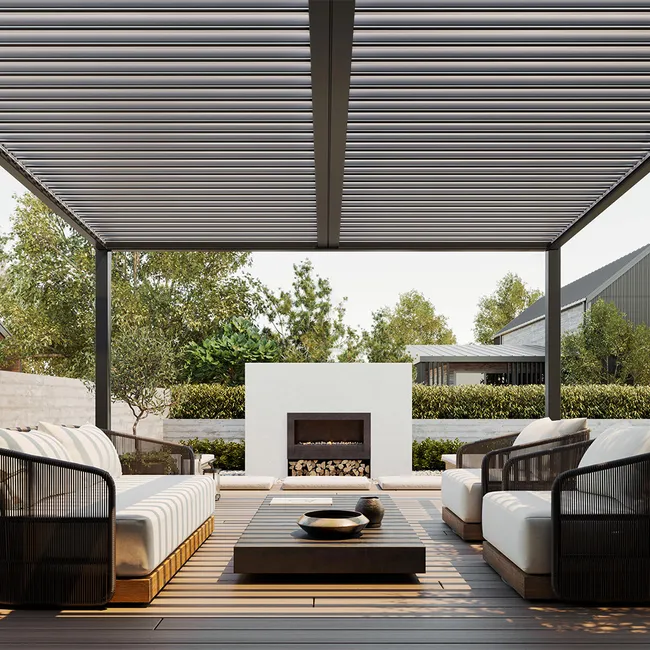 Pergola bioclimatique adossée 4 x 3 m à lames orientables en aluminium - Gris anthracite – Image 7