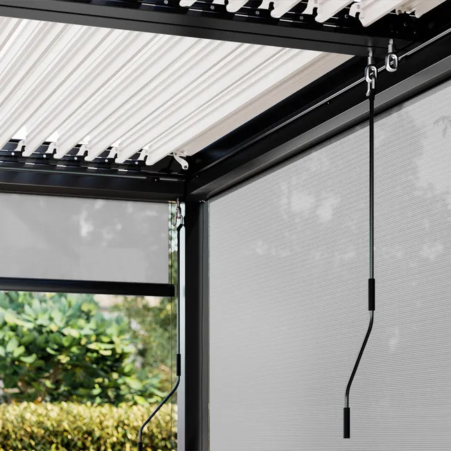 Pergola bioclimatique adossée 4 x 3 m à lames orientables en aluminium - Gris anthracite – Image 4
