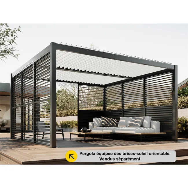 Pergola bioclimatique adossée 4 x 3 m à lames orientables en aluminium - Gris anthracite – Image 3