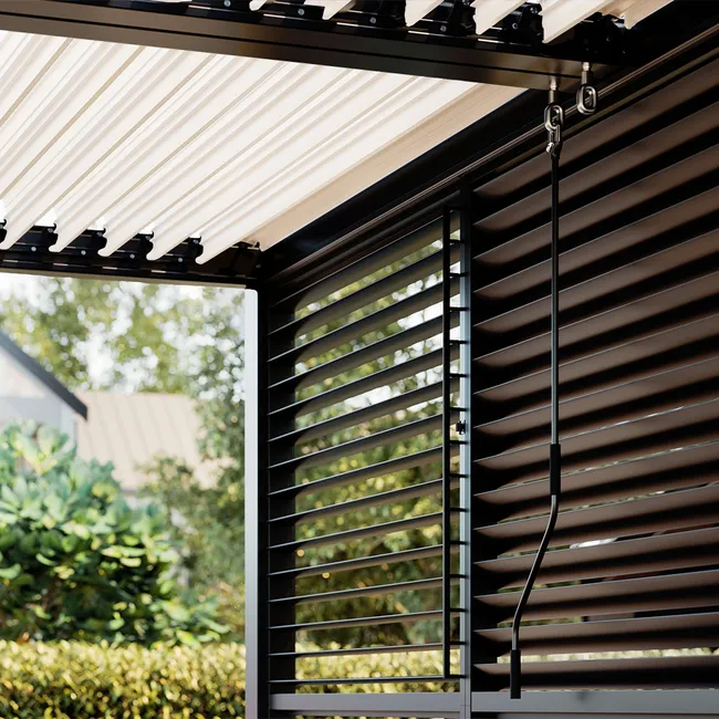 Pergola bioclimatique adossée 4 x 3 m à lames orientables en aluminium - Gris anthracite – Image 2