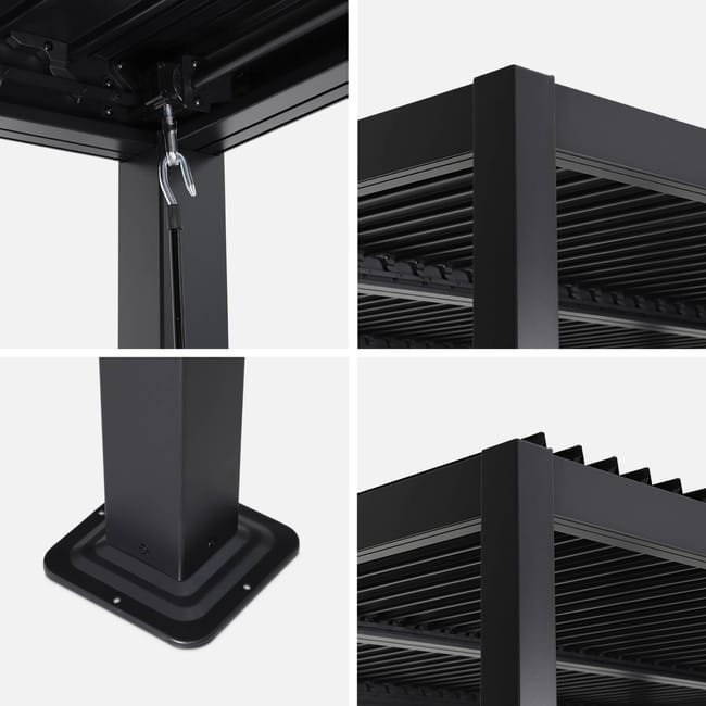 Pergola bioclimatique noir. aluminium et acier. 3x4m. lames orientables PALACE 4X3M – Image 2